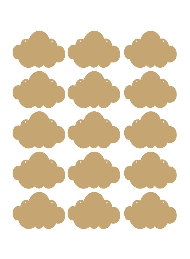 Curious Button Set of 5 pcs Wooden Cloud Cutouts - Hanging Ornaments with Hole, Gift Tags for Wedding, Birthday, Party Decorations. - Image 1